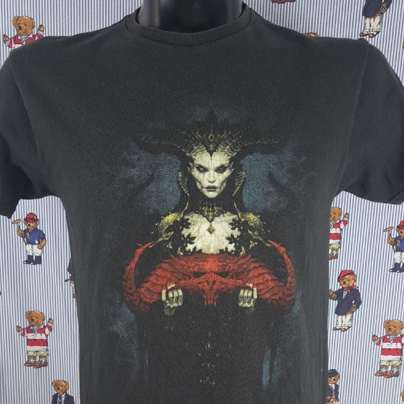 Diablo IV Lilith Blizzard gaming double-sided graphic black & red med t-shirt - Picture 1 of 5